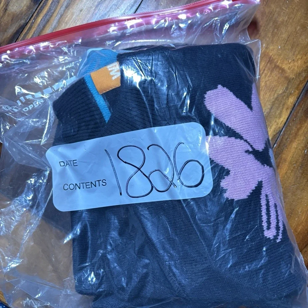 WISPR Brodie Floral Pullover Sweater Cotton Silk M Blue Pink Fun Retro A1826